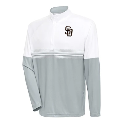 Pull-over zippé quart de tour Bender des Padres San Diego pour homme, blanc/gris, Antigua