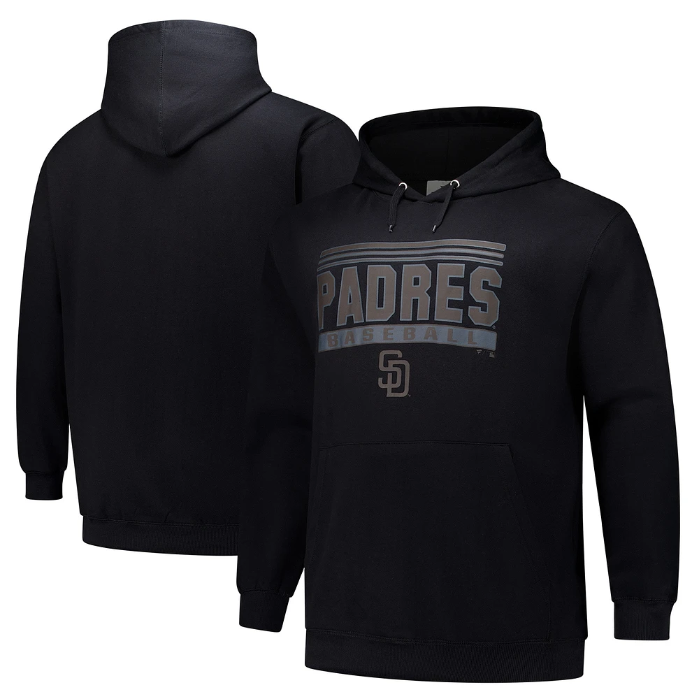 Sweat à capuche noir en polaire San Diego Padres Stack pour hommes