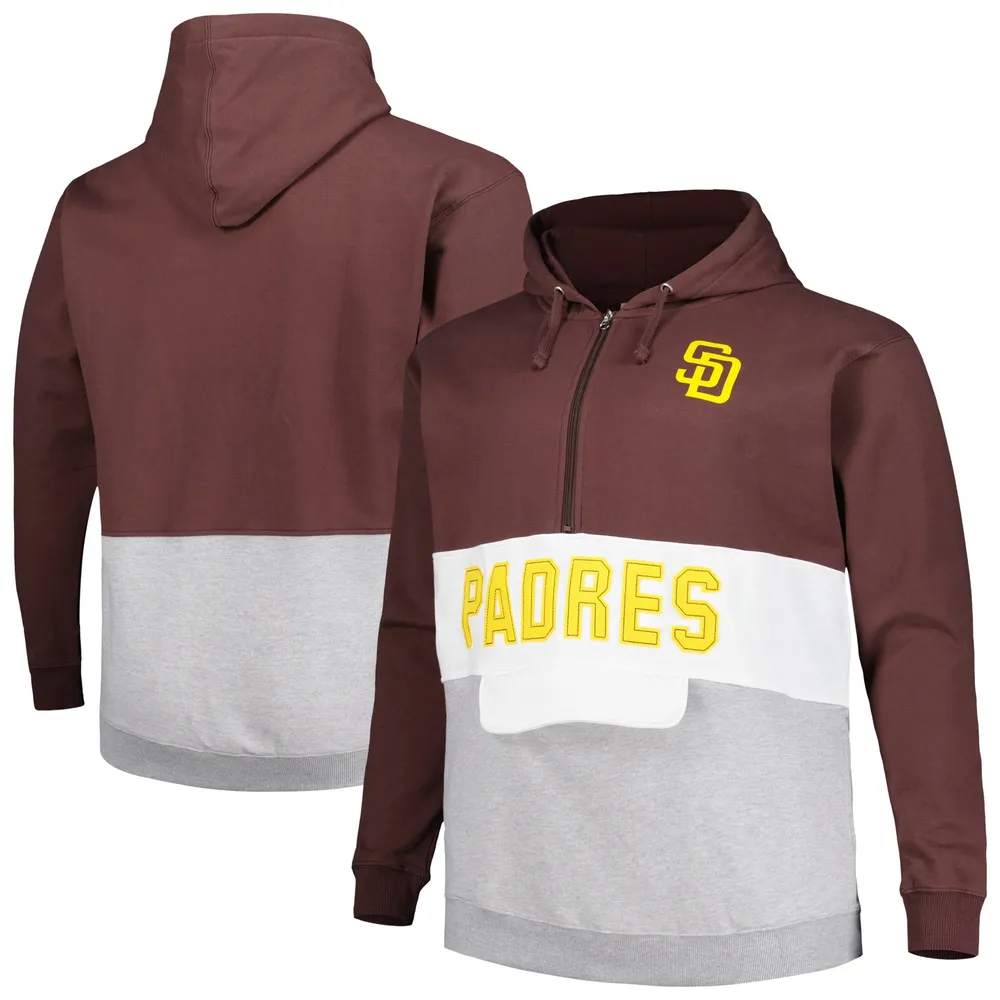 Sweat à capuche demi-zip en polaire San Diego Padres Big & Tall marron/blanc pour homme