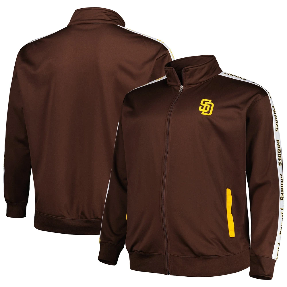 Men's Brown San Diego Padres Big & Tall Tricot Track Full-Zip Jacket