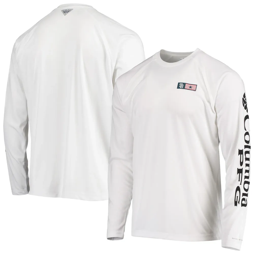Lids San Diego Padres Columbia Americana Terminal Tackle Omni-Shade Raglan Long  Sleeve T-Shirt - White
