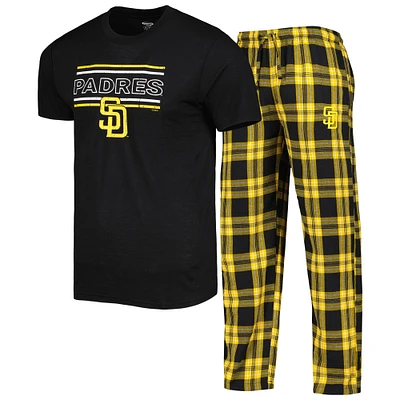 Men's Concepts Sport Black/Gold San Diego Padres Badge T-Shirt & Pants Sleep Set