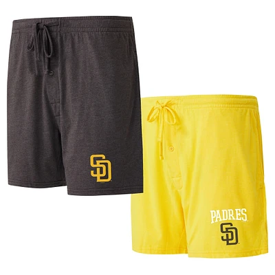 Pack de deux shorts nuit Concepts Sport marron/or San Diego Padres pour hommes