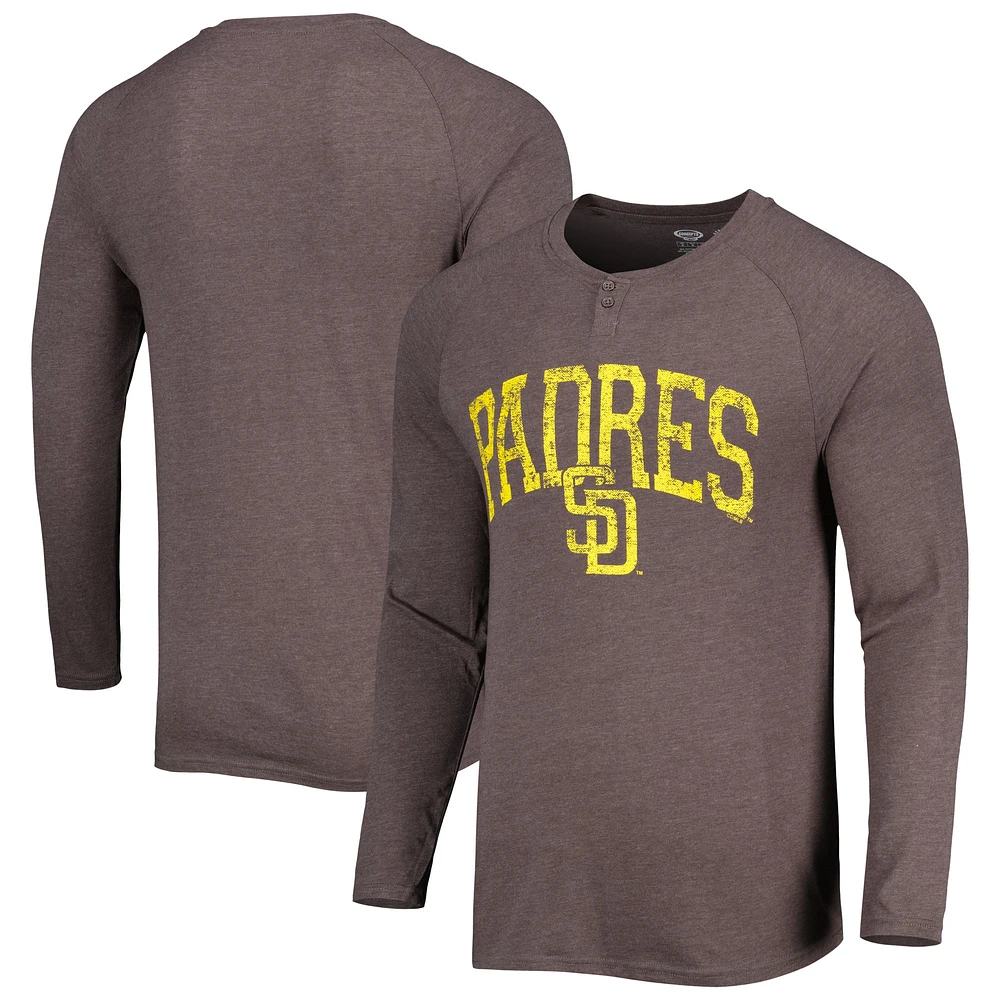 T-shirt Henley à manches longues raglan San Diego Padres Inertia de Concepts Sport pour homme, marron