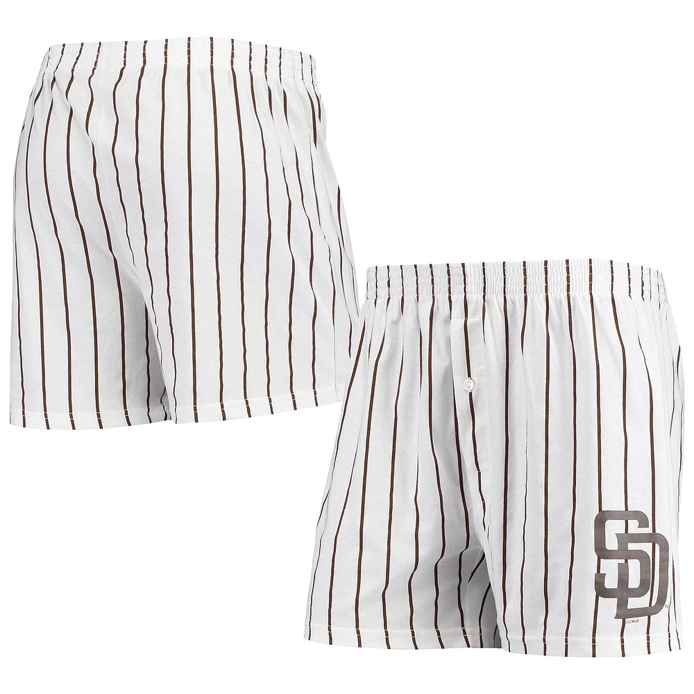 Caleçon boxeur à fines rayures Vigor San Diego Padres de Concepts Sport pour homme, blanc