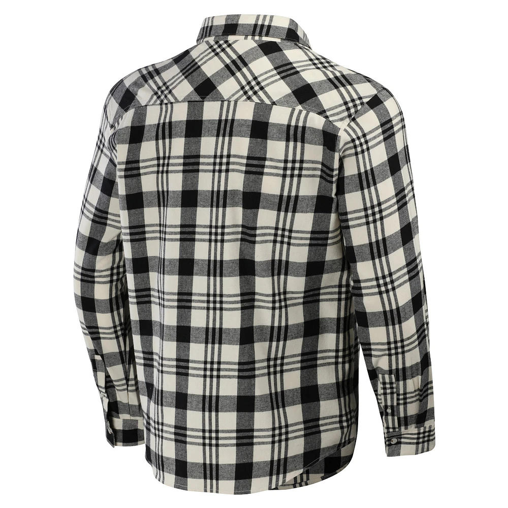 Chemise boutonnée en flanelle à carreaux noire San Diego Padres de la collection Darius Rucker par Fanatics pour hommes