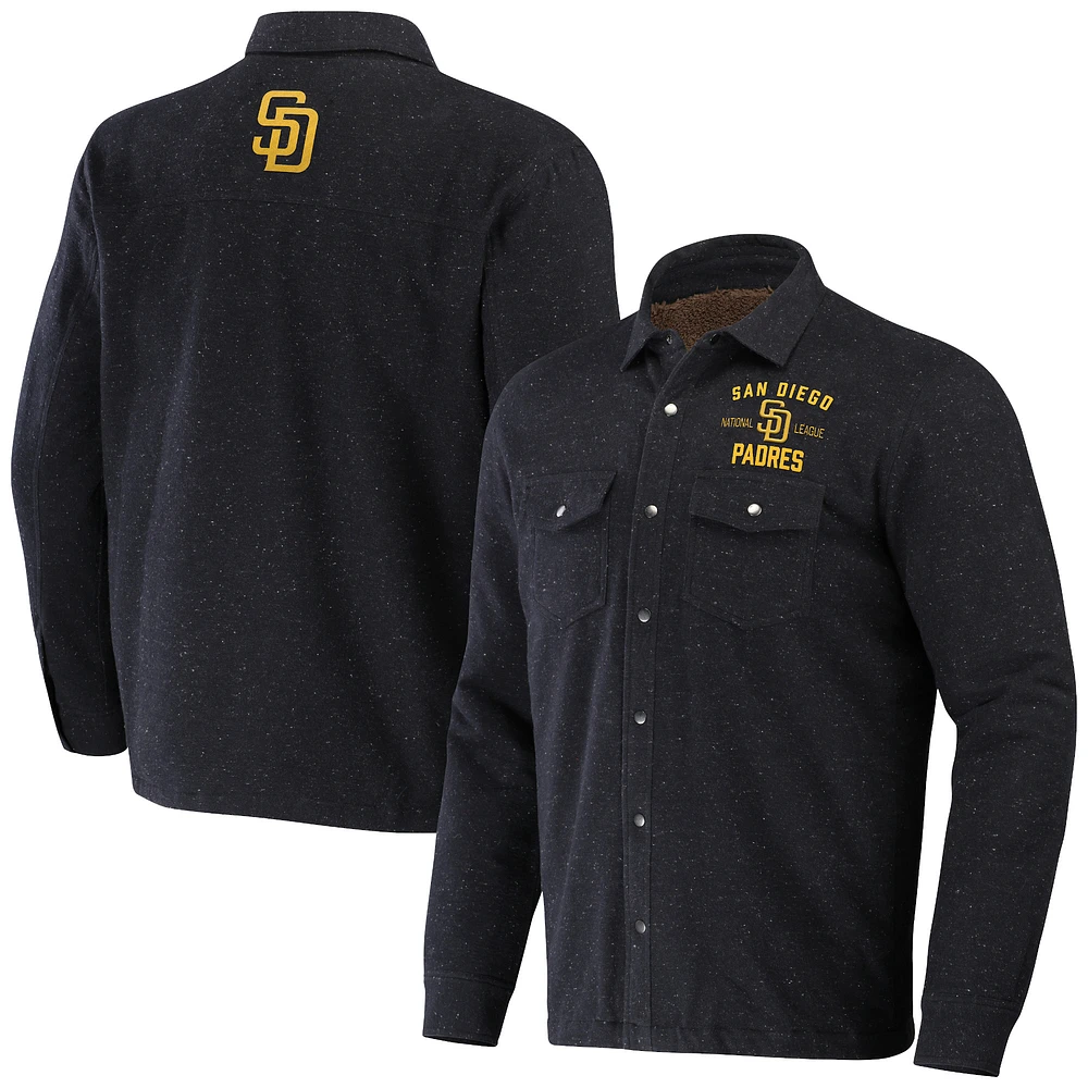 Men's Darius Rucker Collection by Fanatics Black San Diego Padres Ringstop Full-Snap Shacket