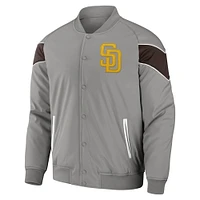 Collection Darius Rucker pour hommes par Fanatics - Veste de baseball raglan grise à boutons-pression des San Diego Padres