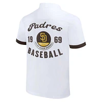 Collection Darius Rucker pour homme par Fanatics White San Diego Padres Bowling Chemise boutonnée