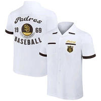 Collection Darius Rucker pour homme par Fanatics White San Diego Padres Bowling Chemise boutonnée