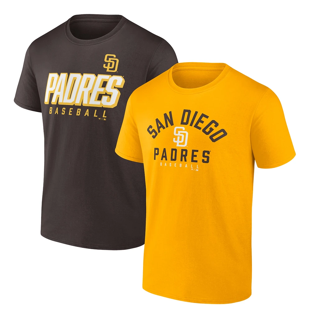 Men's Fanatics Brown/Gold San Diego Padres Player Pack T-Shirt Combo Set