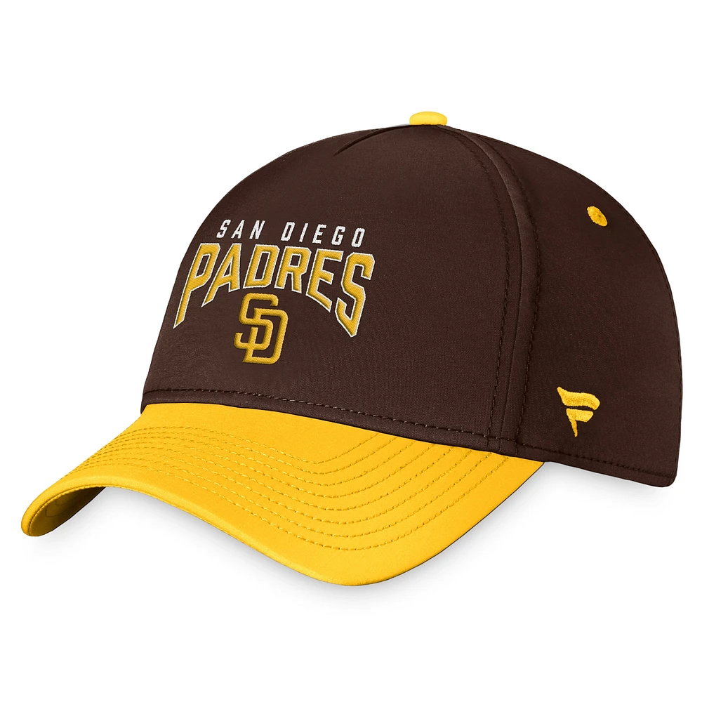 Casquette flexible à logo empilé Fanatics marron/or pour hommes des San Diego Padres