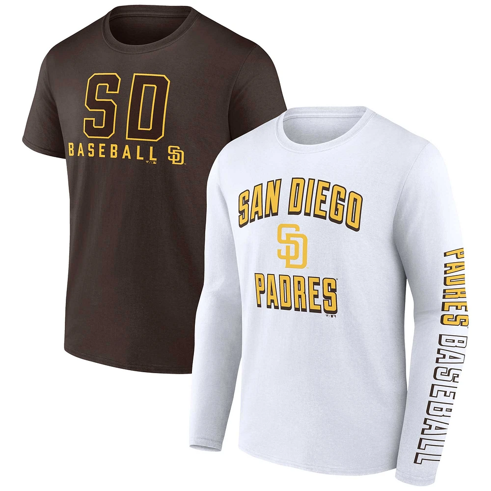 Men's Fanatics Brown/White San Diego Padres Two-Pack Combo T-Shirt Set