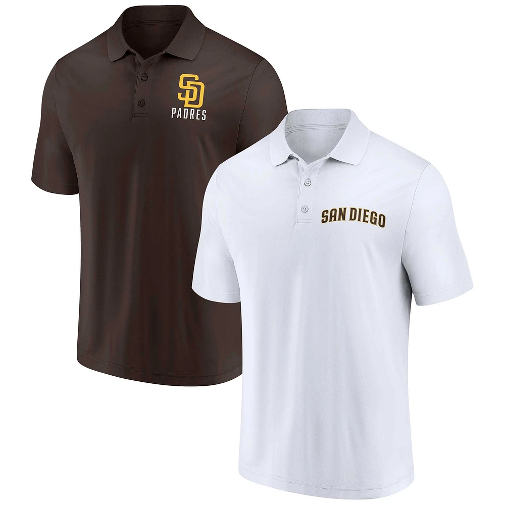 Ensemble de deux polos avec logo Fanatics marron/blanc des San Diego Padres pour hommes