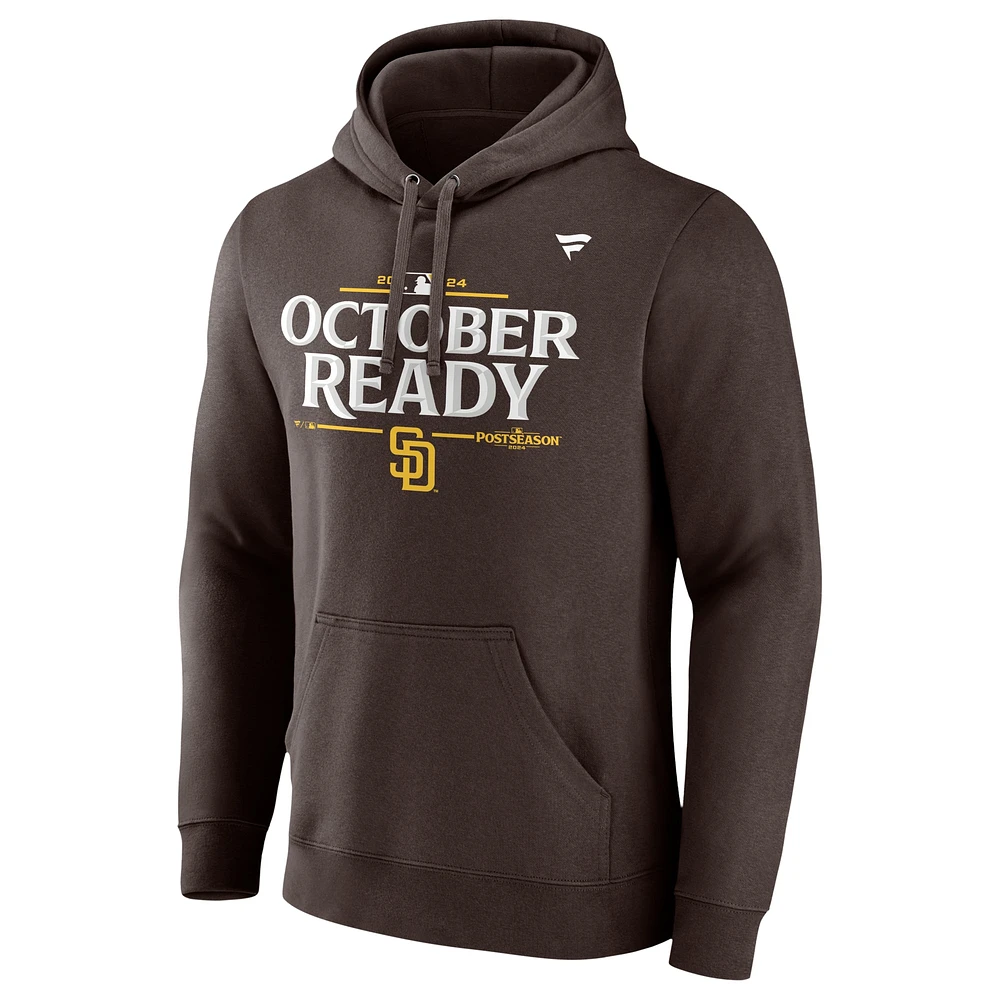 Men's Fanatics Brown San Diego Padres 2024 MLB Postseason Locker Room Pullover Hoodie