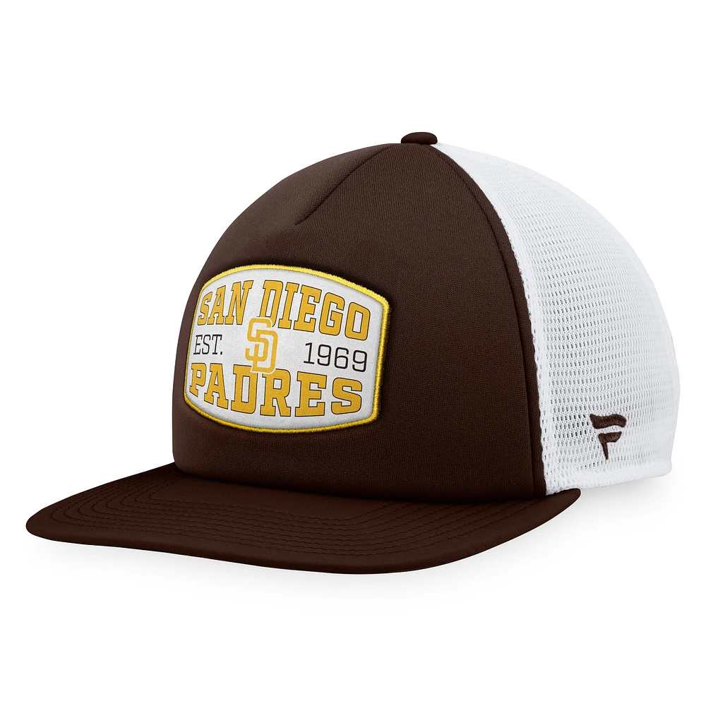 Casquette Snapback de camionneur en mousse marron San Diego Padres Fanatics pour hommes