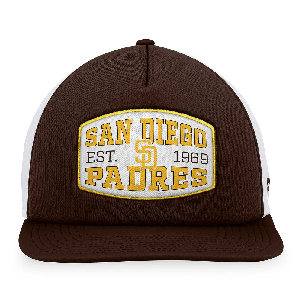 Casquette Snapback de camionneur en mousse marron San Diego Padres Fanatics pour hommes