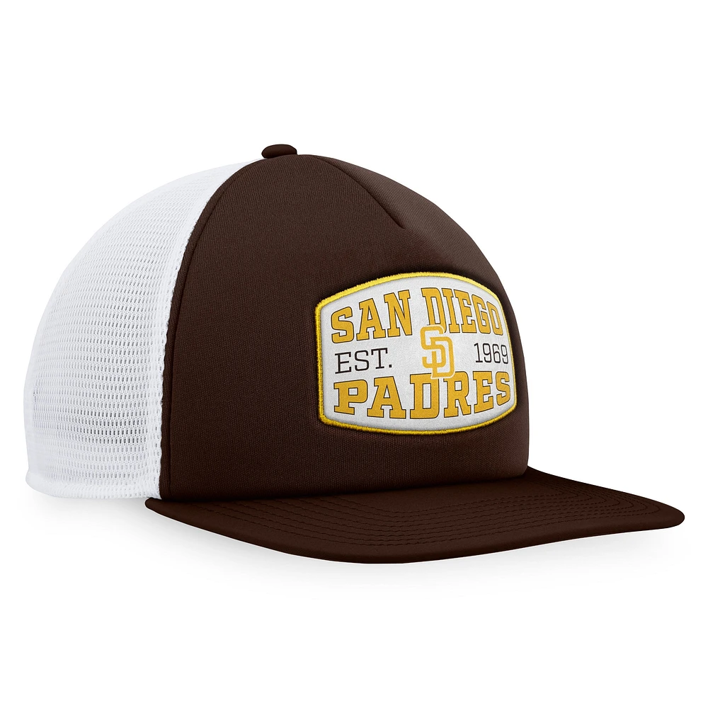 Casquette Snapback de camionneur en mousse marron San Diego Padres Fanatics pour hommes