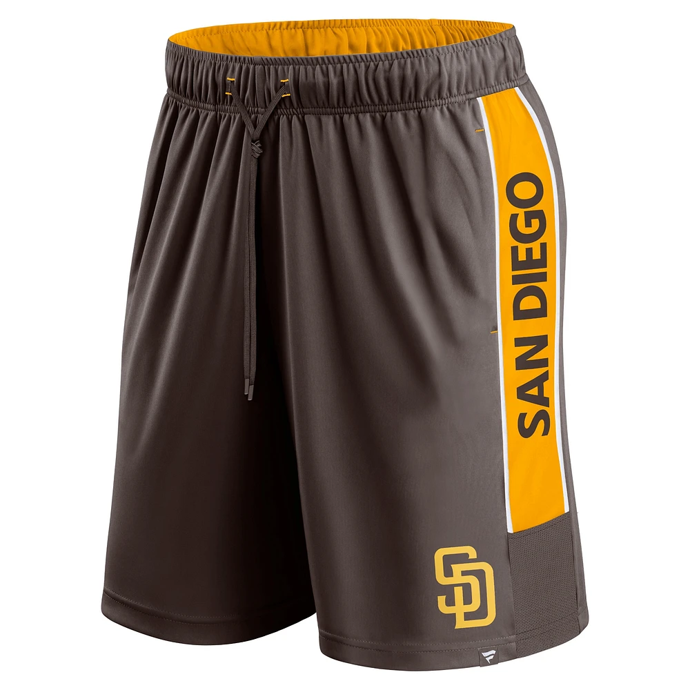 Short de défenseur marron Fanatics pour hommes des San Diego Padres Win The Match