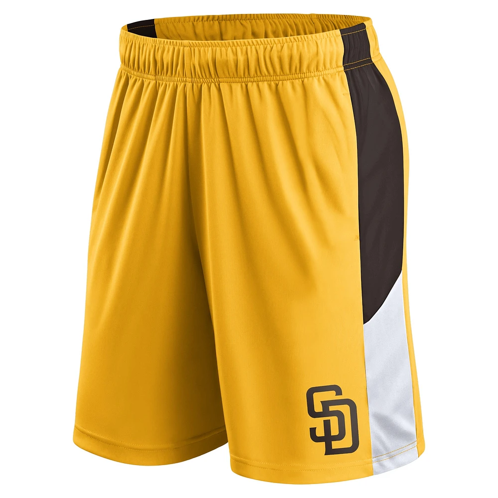 Short Fanatics Gold pour homme avec logo principal des Padres de San Diego