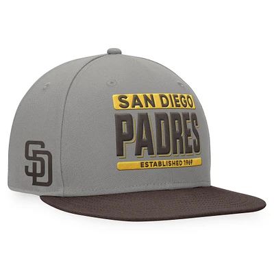 Casquette Snapback bicolore Fanatics pour hommes, gris/marron, San Diego Padres Line Drive