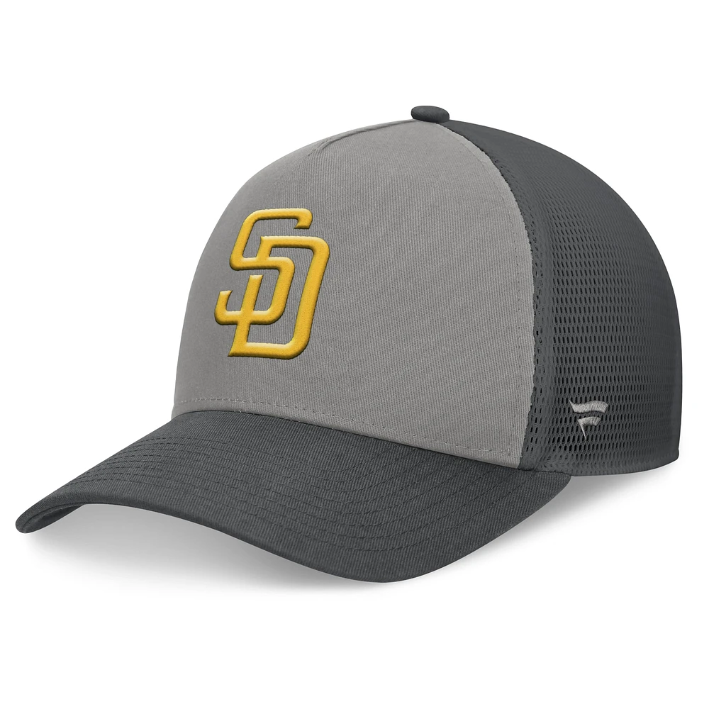 Casquette réglable de camionneur A-Frame San Diego Padres Fanatics gris/graphite pour hommes