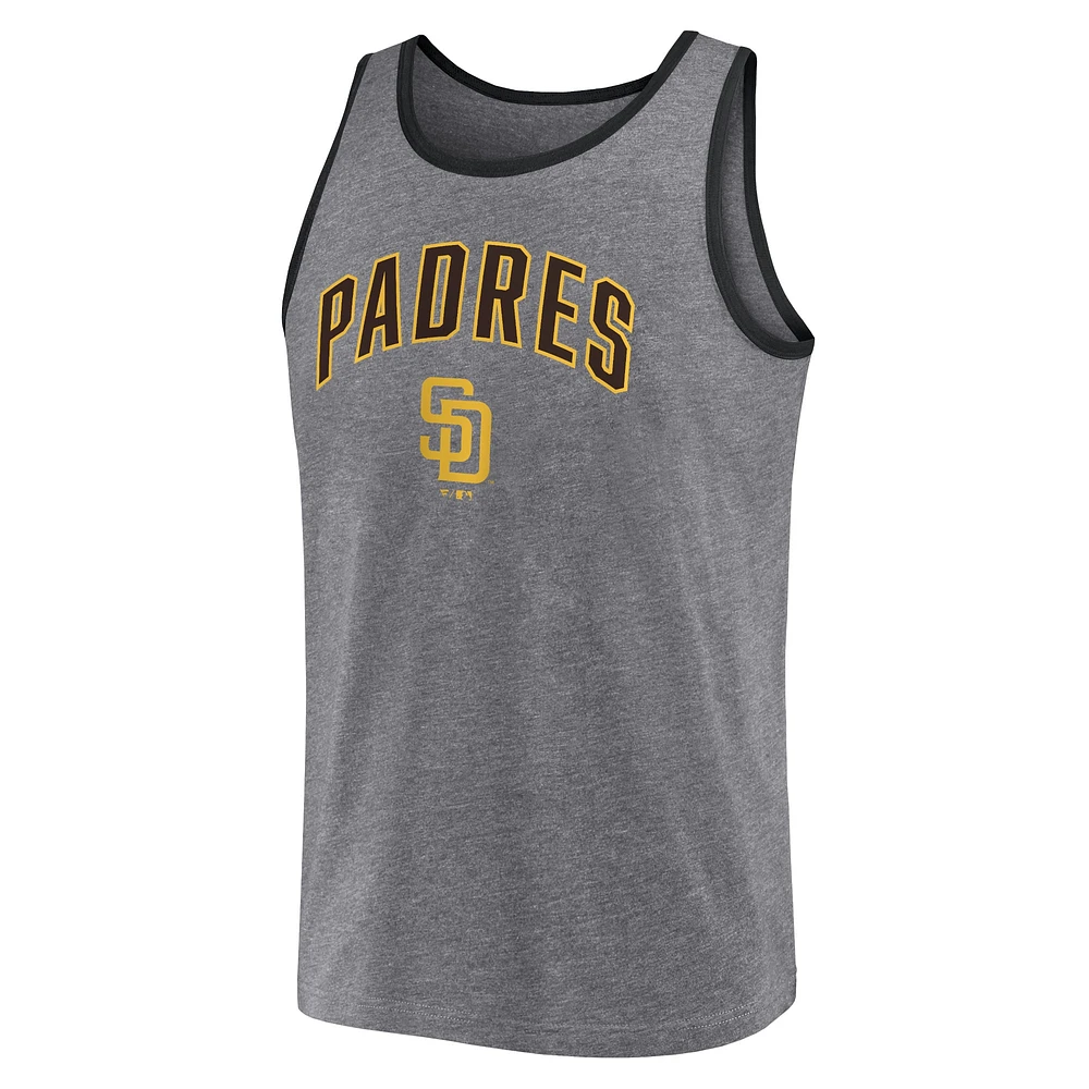 Débardeur primaire Fanatics Heather Grey San Diego Padres pour hommes