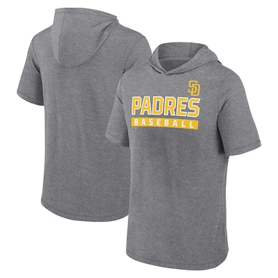 Sweat à capuche manches courtes Fanatics Heather Grey San Diego Padres Push pour hommes