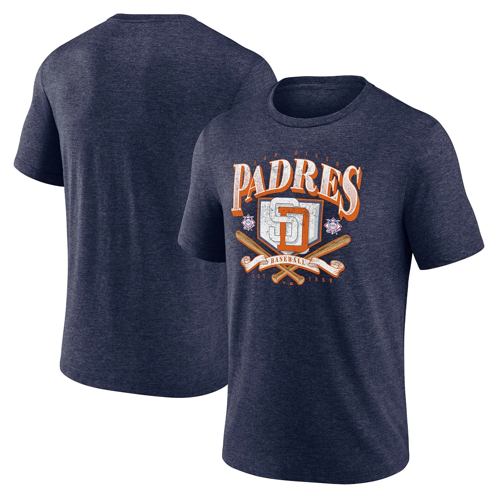 Men's Fanatics Heather Navy San Diego Padres Home Team Tri-Blend T-Shirt