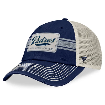 Men's Fanatics Navy/Natural San Diego Padres  Heritage Stripe Trucker Adjustable Hat