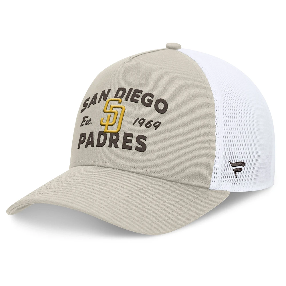 Casquette réglable de camionneur A-Frame Stone San Diego Padres Fanatics pour hommes