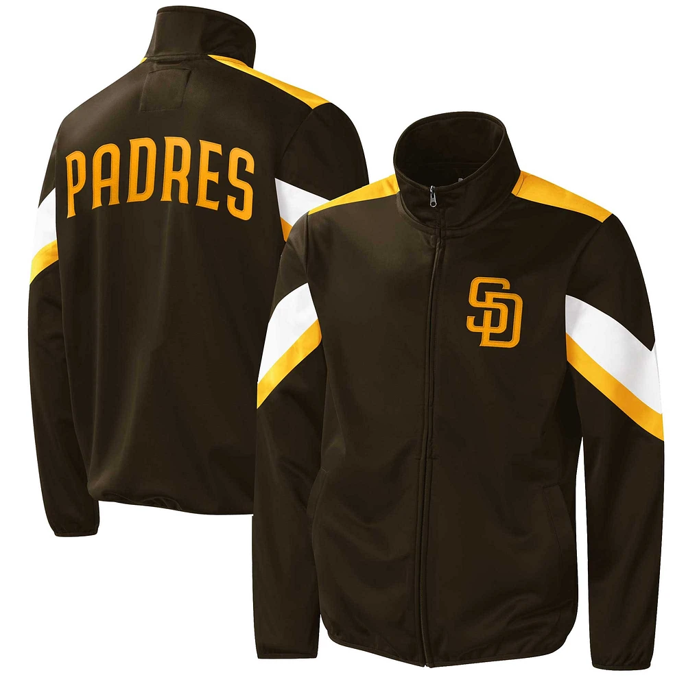 G-III Sports by Carl Banks Marron San Diego Padres Earned Run Veste entièrement zippée pour homme