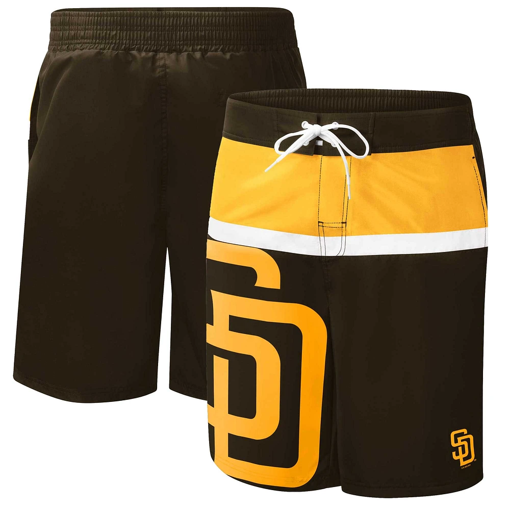 G-III Sports by Carl Banks Short de bain San Diego Padres Sea Wind marron pour homme