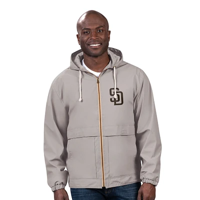 Veste de pluie entièrement zippée G-III Sports by Carl Banks pour homme, grise, des Padres San Diego