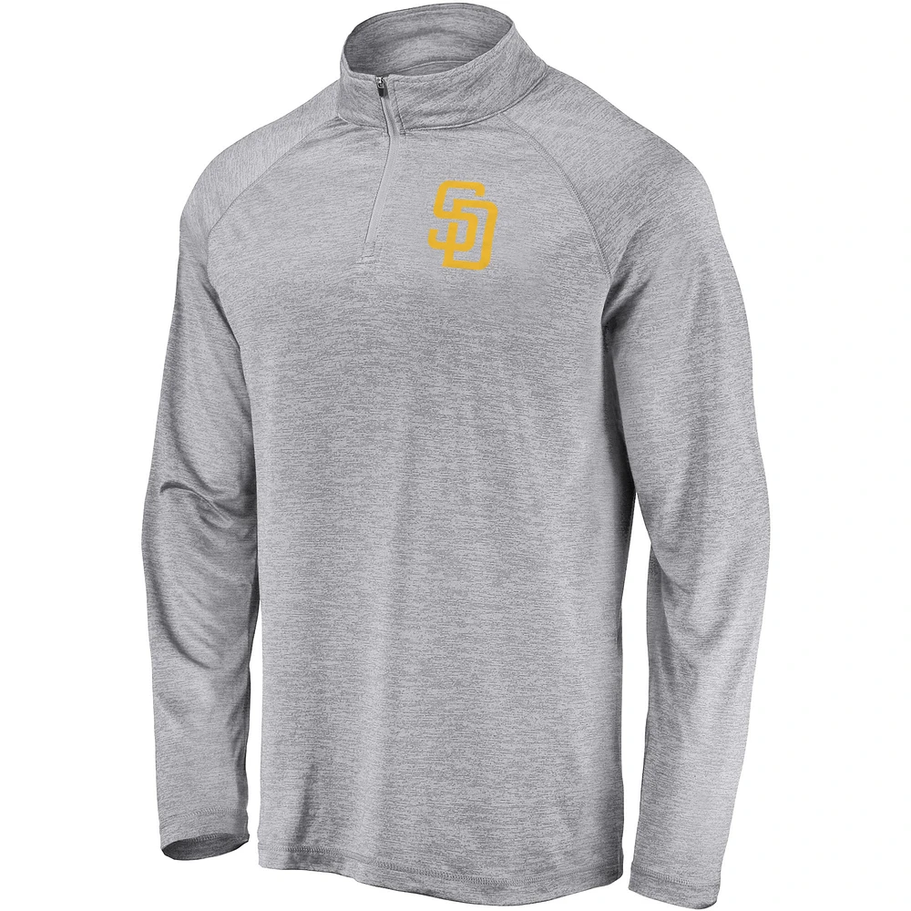 Men's Gray San Diego Padres Primary Logo Quarter-Zip Raglan Jacket