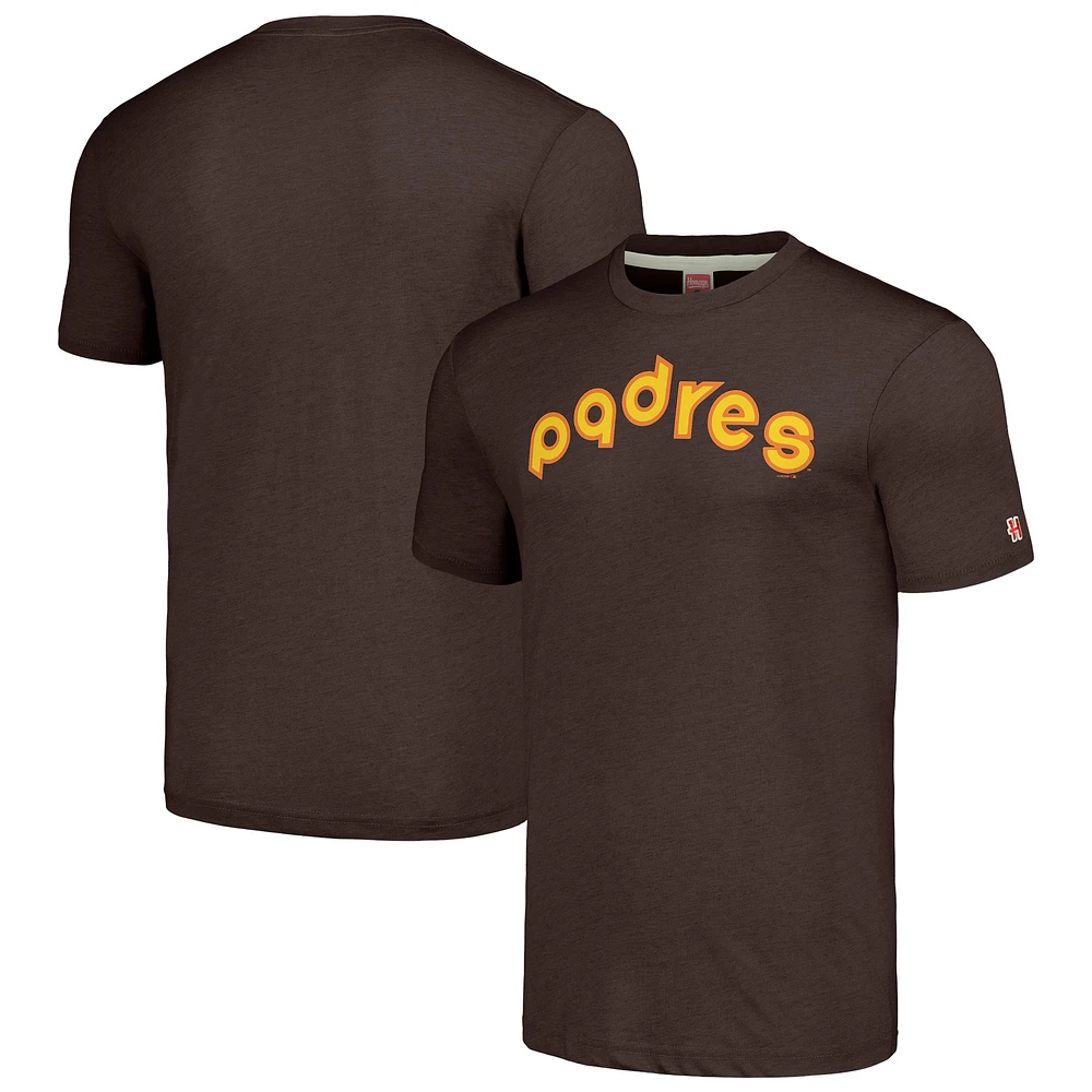 Men's Homage Brown San Diego Padres Cooperstown Collection Hand-Drawn Logo Tri-Blend T-Shirt