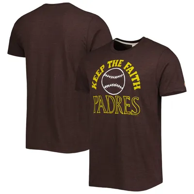 Men's San Diego Padres Majestic Threads Brown Throwback Logo Tri-Blend  T-Shirt