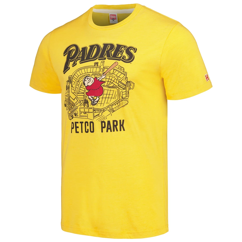 Men's Homage  Gold San Diego Padres Petco Park Hyper Local Tri-Blend T-Shirt