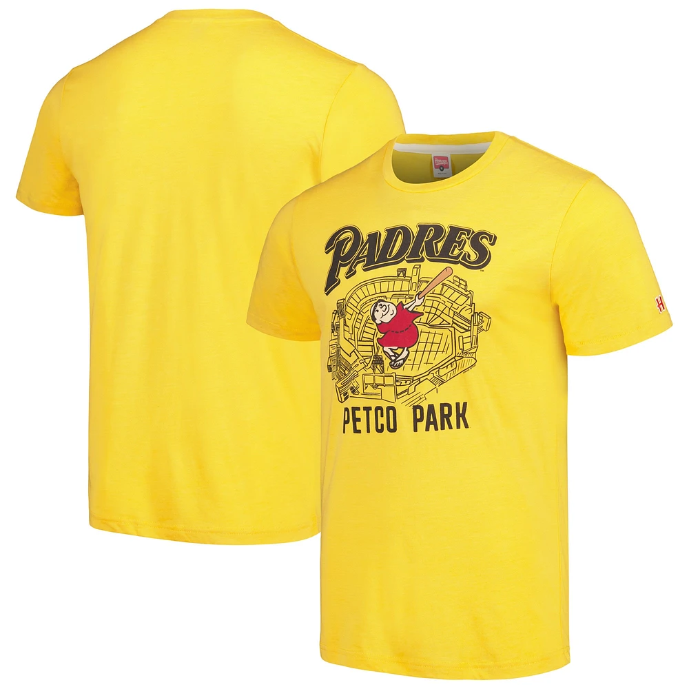 Men's Homage  Gold San Diego Padres Petco Park Hyper Local Tri-Blend T-Shirt