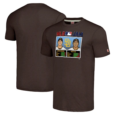 T-shirt à trois mélanges Hommage pour hommes Manny Machado et Juan Soto Marron San Diego Padres MLB Jam