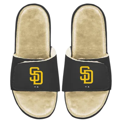 San Diego Padres ISlide Men's Faux Fur Slide Sandals - Black/Tan