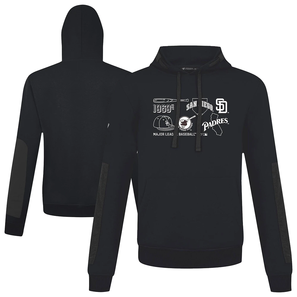 Sweat à capuche noir Levelwear pour homme, collection Cooperstown, des Padres de San Diego, Bombay Campaign
