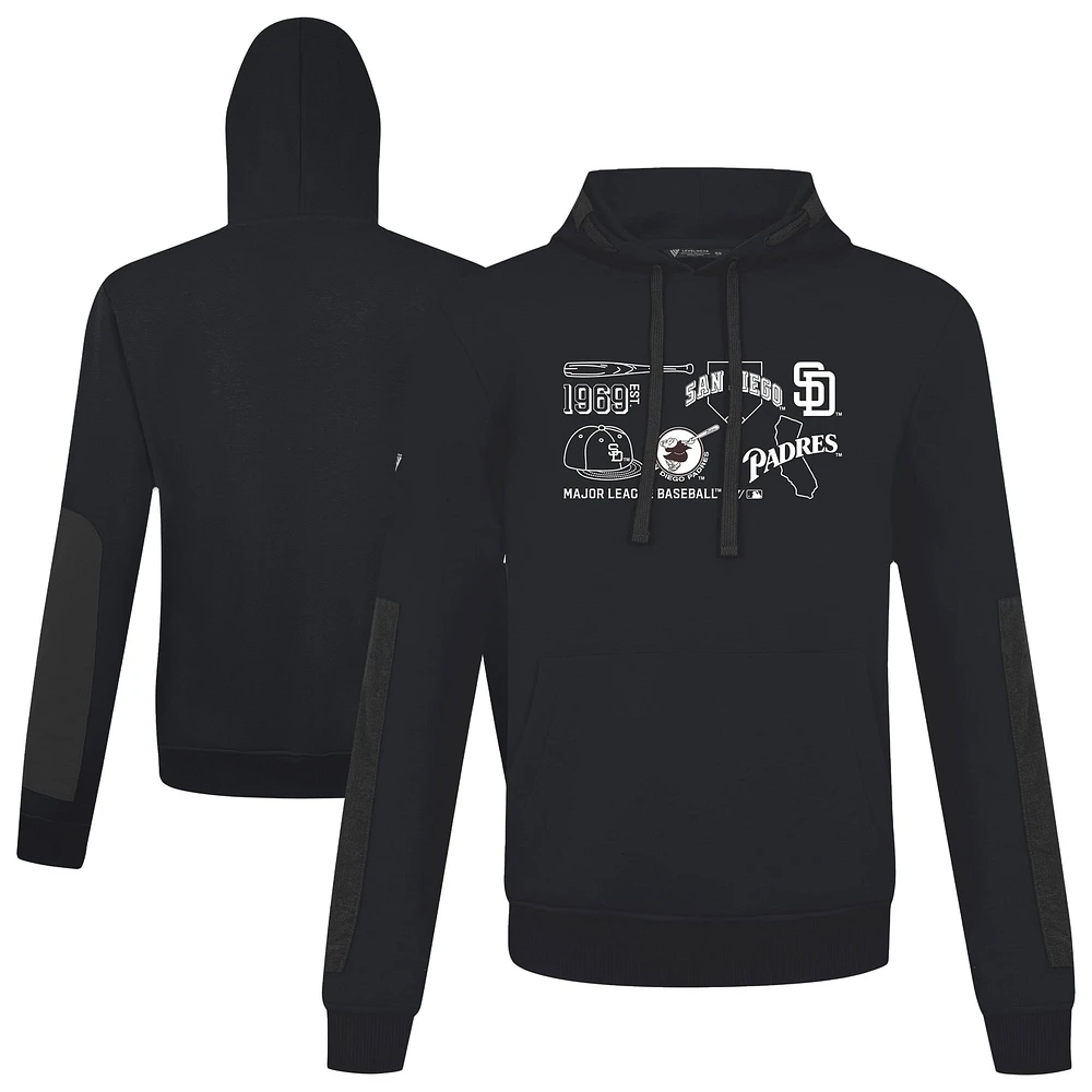 Sweat à capuche noir Levelwear pour homme, collection Cooperstown, des Padres de San Diego, Bombay Campaign