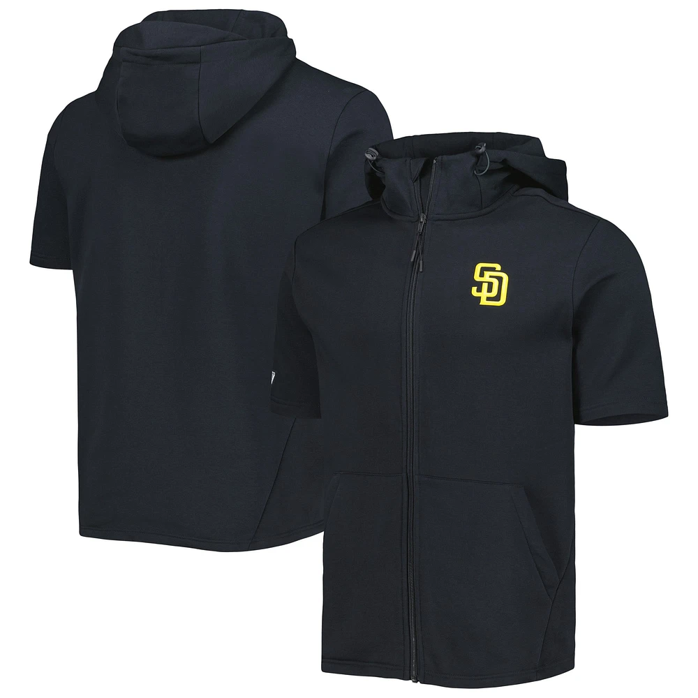 Sweat à capuche manches courtes et fermeture éclair intégrale San Diego Padres Recruit Levelwear pour homme, noir