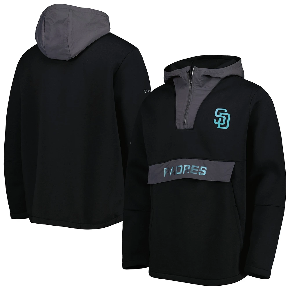 Men's Levelwear Black San Diego Padres Ruckus Quarter-Zip Hoodie