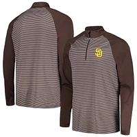 Men's Levelwear Brown San Diego Padres Charter Striped Raglan Quarter-Zip Top