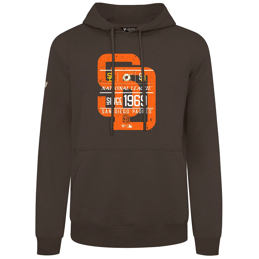 Sweat à capuche marron effet vieilli Podium Acumen pour homme Levelwear des Padres de San Diego, collection Cooperstown