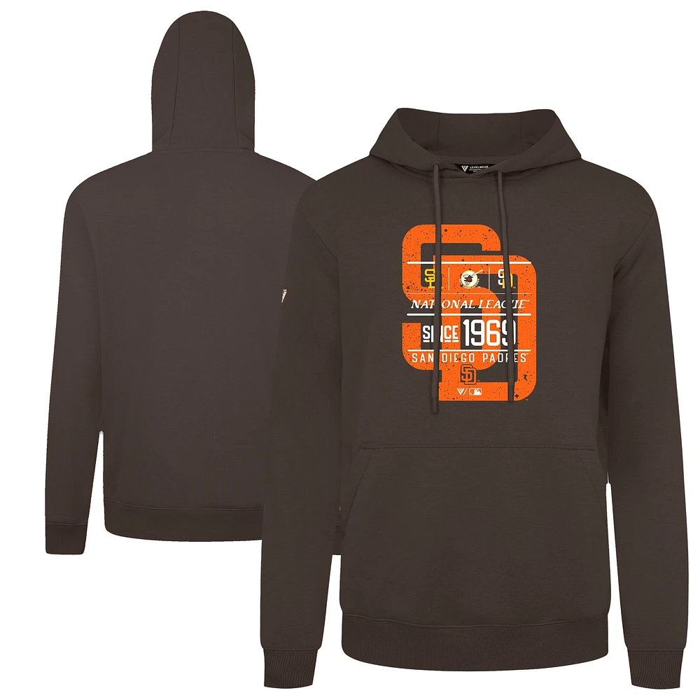 Sweat à capuche marron effet vieilli Podium Acumen pour homme Levelwear des Padres de San Diego, collection Cooperstown