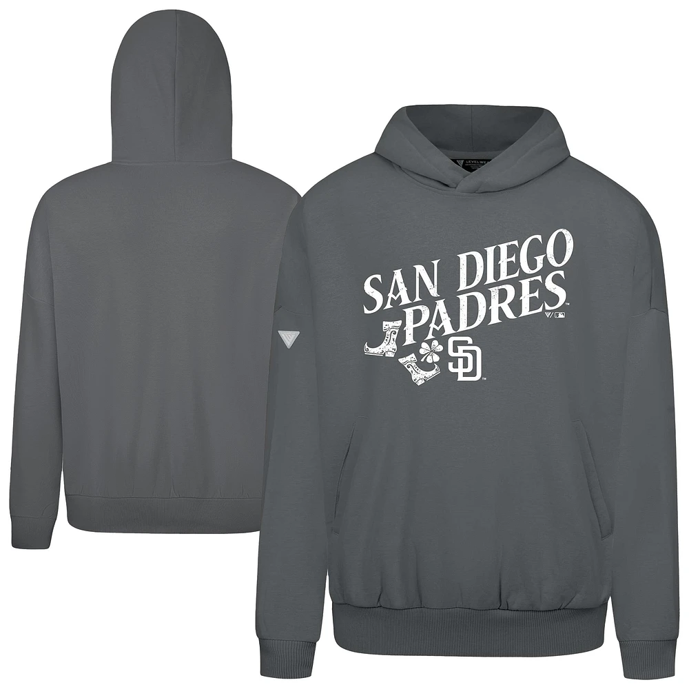 Men's Levelwear  Gray San Diego Padres St. Patrick's Day Pullover Hoodie
