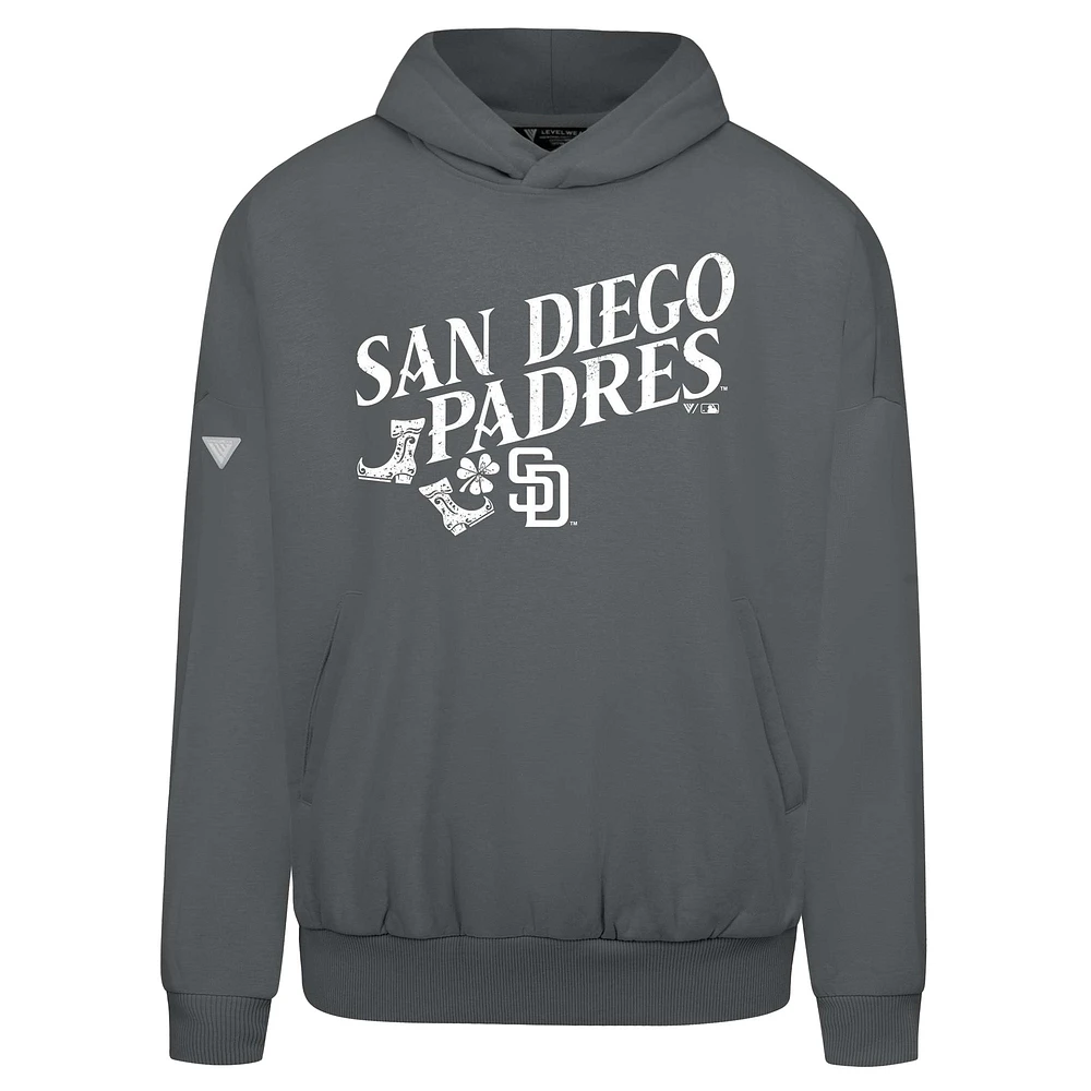 Men's Levelwear  Gray San Diego Padres St. Patrick's Day Pullover Hoodie